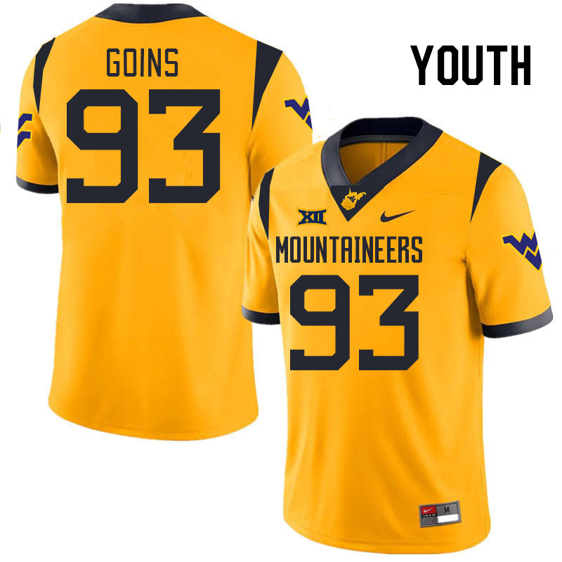 Youth #93 Quintin Goins West Virginia Mountaineers College 2024 New Uniforms Football Jerseys Stitch